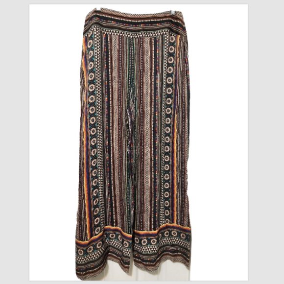 Farm Rio for ANTHROPOLOGIE Satin GEO PRINT CROP WIDE-LEG PANTS - Picture 6 of 14